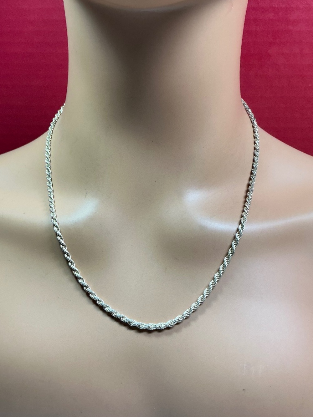 Sterling Silver Men’s Italian Rope Chain / Necklace. 20 inches long